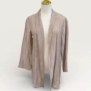 Eileen Fisher Women’s XS Crinkle High Collar Jacket Wheat Open Front NWT $298